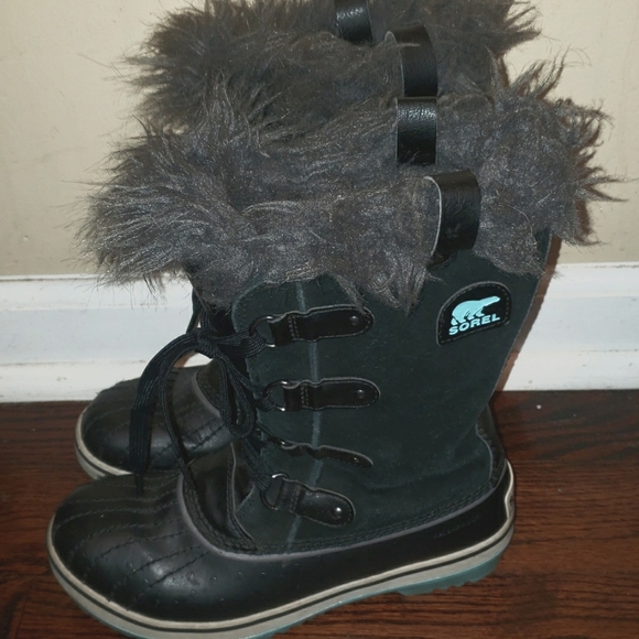 Sorel Tofino Boots Suede Leather fur Black blue gray 5 6.5 - Picture 2 of 8